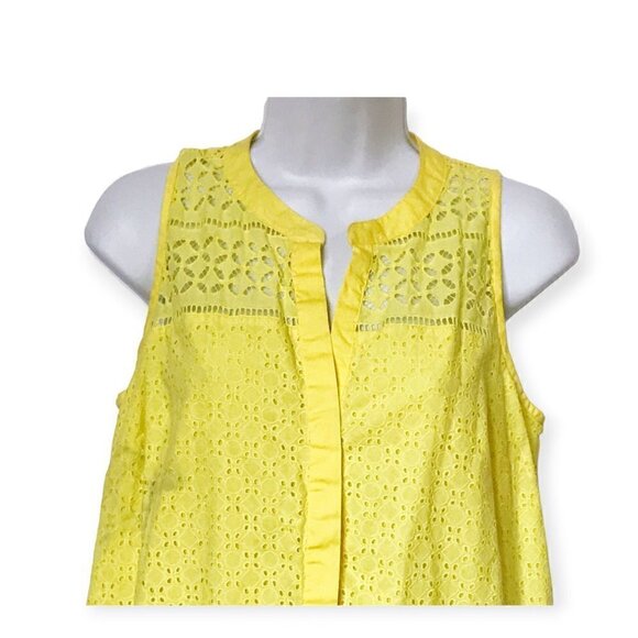 Loft yellow cotton eyelet sheath dress, size 8P - Picture 12 of 12